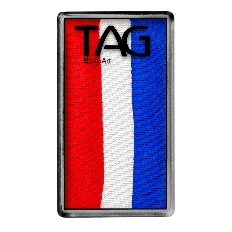 TAG Body Art One Stroke Red White And Blue split cake 30g TAG Body Art One Stroke Red White And Blue split cake 30g