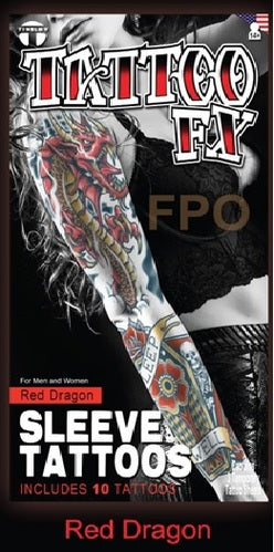 Temporary Tattoos- Red Dragon Sleeve