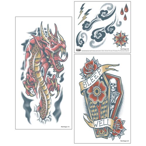 Temporary Tattoos- Red Dragon Sleeve