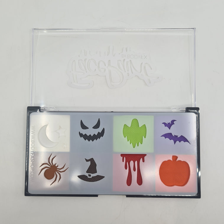 Halloween face paint palette with Mini Halloween stencil